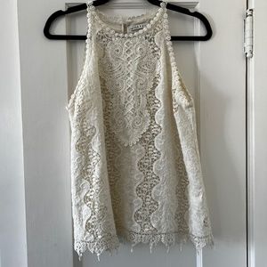 Alice + Olivia Off-White Lace Tank